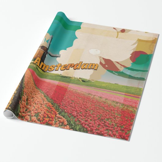Amsterdam Vintage Reisposter Cadeaupapier (Uitgerold)