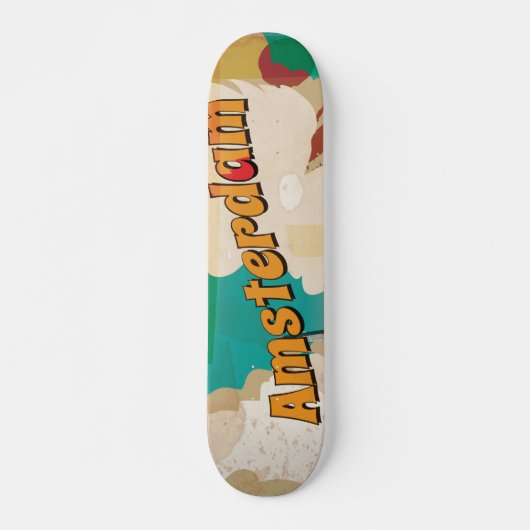 Amsterdam Vintage Reisposter Persoonlijk Skateboard (Voorkant)