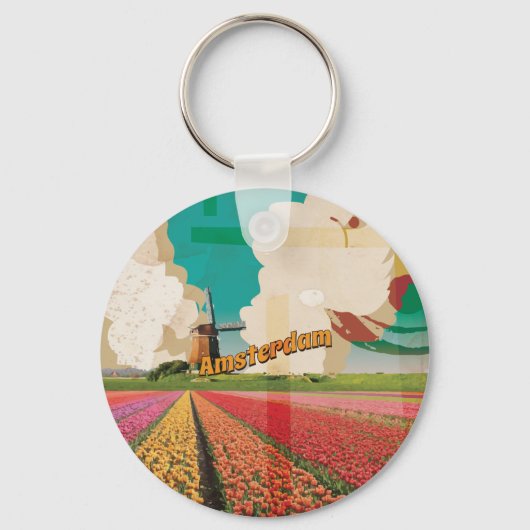 Amsterdam Vintage Reisposter Sleutelhanger (Voorkant)