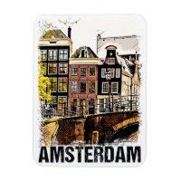 Amsterdam Vintage Reizen Poster Retro Art Style