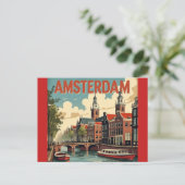 Amsterdam Vintage Silhouet Briefkaart (Staand voorkant)