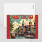 Amsterdam Vintage Silhouet Briefkaart (Voorkant / Achterkant)