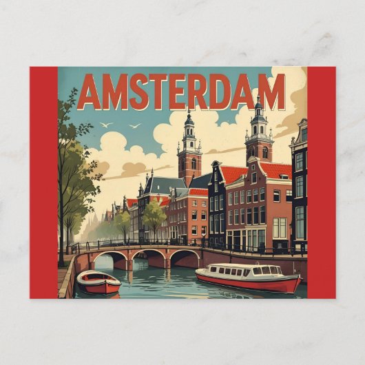 Amsterdam Vintage Silhouet Briefkaart (Voorkant)