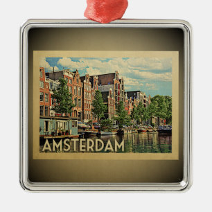 Amsterdam Vintage Travel Ornament Nederland