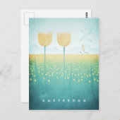 Amsterdam Vintage Travel Poster - Art Briefkaart (Voorkant / Achterkant)