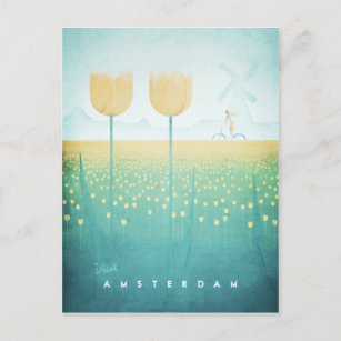 Amsterdam Vintage Travel Poster - Art Briefkaart