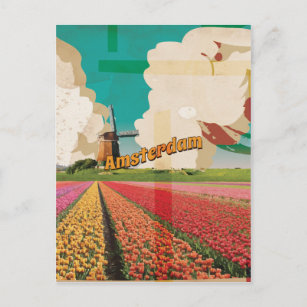 Amsterdam Vintage Travel Poster Briefkaart