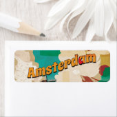 Amsterdam Vintage Travel Poster Etiket (Insitu)