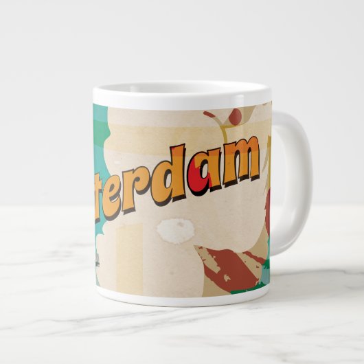 Amsterdam Vintage Travel Poster Grote Koffiekop (Voorkant rechts)