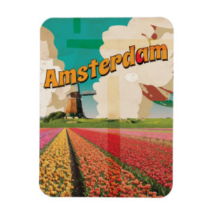Amsterdam Vintage Travel Poster Magneet