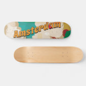 Amsterdam Vintage Travel Poster Persoonlijk Skateboard (Horizontaal)
