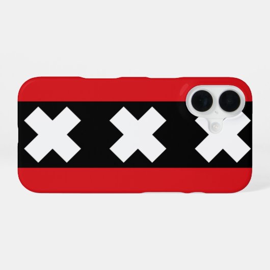 Amsterdam vlag iPhone 16 hoesje (Achterkant horizontaal)