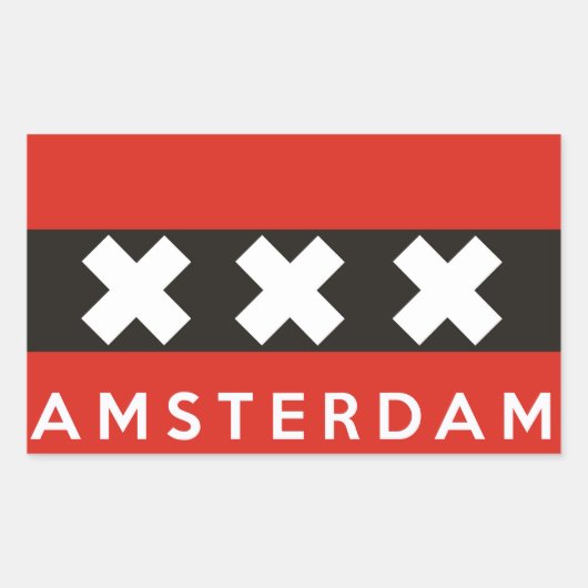 amsterdam vlag nederland naam rechthoekige sticker (Voorkant)
