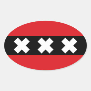 Amsterdam vlag ovale sticker