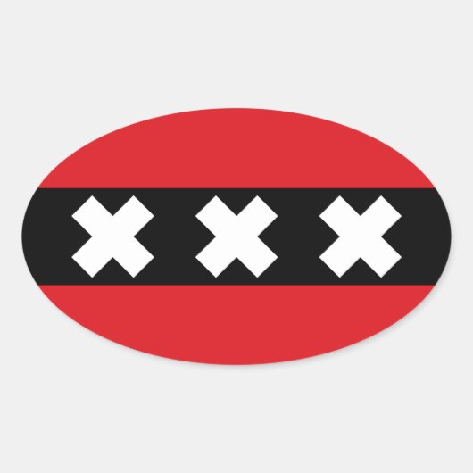 Amsterdam vlag ovale sticker (Voorkant)