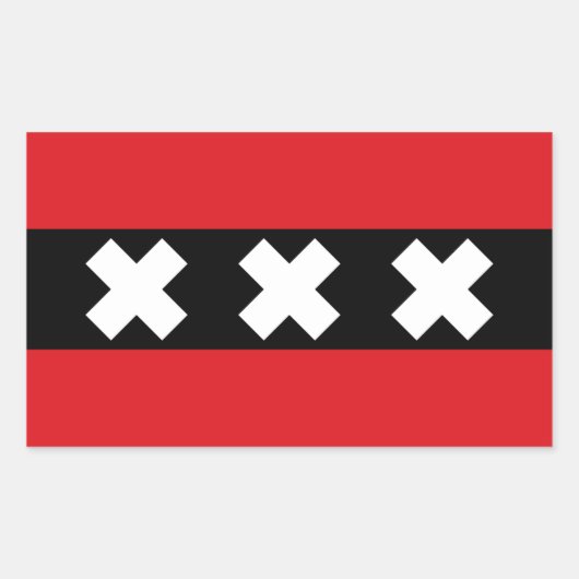 Amsterdam vlag rechthoekige sticker (Voorkant)