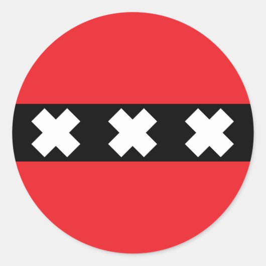 Amsterdam vlag ronde sticker (Voorkant)