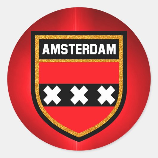 Amsterdam vlag ronde sticker (Voorkant)
