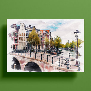Amsterdam, Waterverf Souvenir Art Nederland Poster
