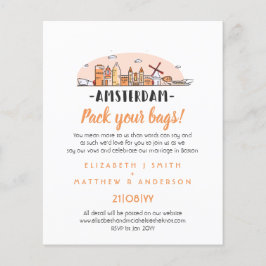 AMSTERDAM Wedding Handgetekende Skyline Modern Inv