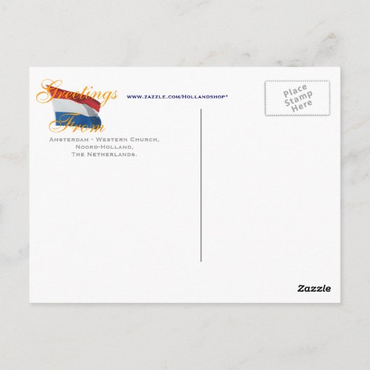 Amsterdam Western Church Holland Briefkaart (Achterkant)