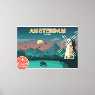 Amsterdam Windmill Canvas Afdruk