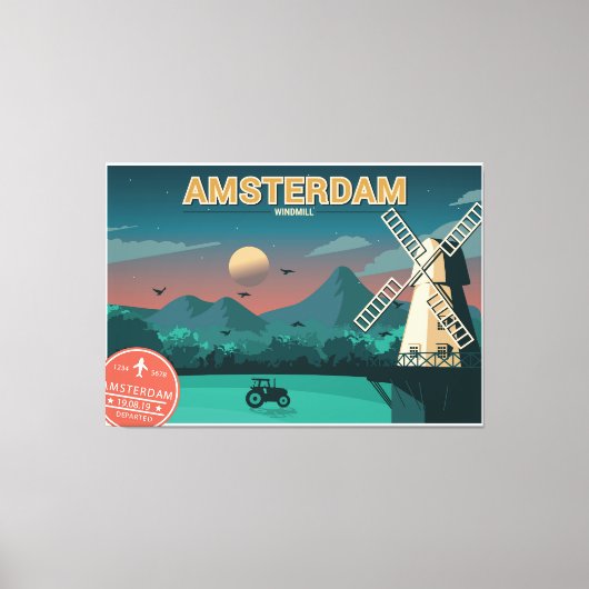 Amsterdam Windmill Canvas Afdruk (Voorkant)