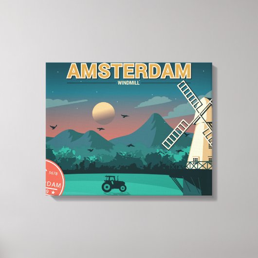 Amsterdam Windmill Canvas Afdruk (Voorkant)