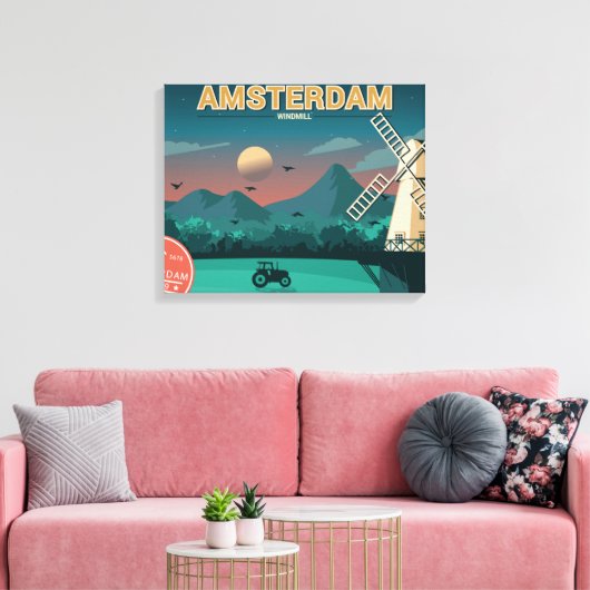 Amsterdam Windmill Canvas Afdruk (Insitu (Woonkamer))