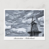 Amsterdam, Windmill, Cloudy Sky - Nederland Briefkaart (Voorkant)