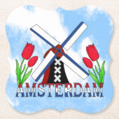 Amsterdam Windmill Tulips Nederland Onderzetters (Voorkant)