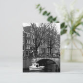 Amsterdam Winter Canal Boat Scene Briefkaart (Staand voorkant)