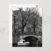 Amsterdam Winter Canal Boat Scene Briefkaart (Voorkant / Achterkant)