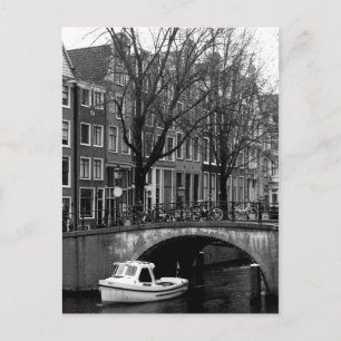 Amsterdam Winter Canal Boat Scene Briefkaart