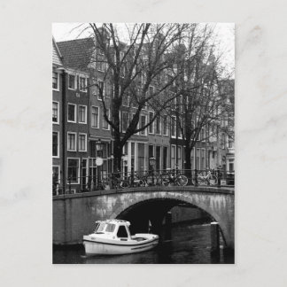Amsterdam Winter Canal Boat Scene Briefkaart