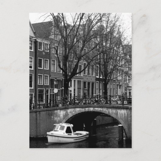 Amsterdam Winter Canal Boat Scene Briefkaart (Voorkant)