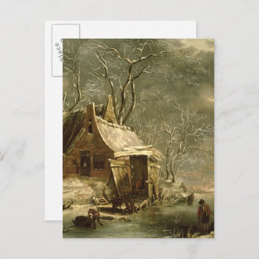 Amsterdam, winterscène, 17e eeuw briefkaart (Voorkant / Achterkant)