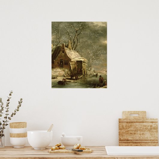 Amsterdam, winterscène, 17e eeuw poster (Keuken)