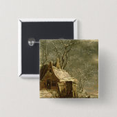 Amsterdam, winterscène, 17e eeuw vierkante button 5,1 cm (Voorkant /achterkant)