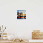 Amsterdam Zonsondergang bij Aluminiumbru Poster (Keuken)