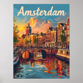 Amsterdam Zonsondergang Serenity: Canal Cruise Poster