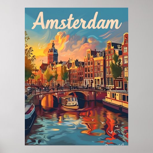 Amsterdam Zonsondergang Serenity: Canal Cruise Poster (Voorkant)