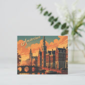 Amsterdam zonsondergang Silhouet Briefkaart (Staand voorkant)