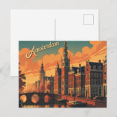 Amsterdam zonsondergang Silhouet Briefkaart (Voorkant / Achterkant)