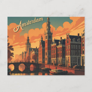 Amsterdam zonsondergang Silhouet Briefkaart