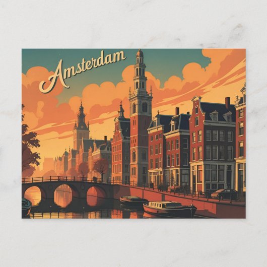 Amsterdam zonsondergang Silhouet Briefkaart (Voorkant)