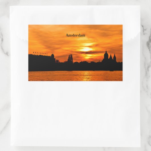 Amsterdam zonsondergang silhouet rechthoekige sticker (Tas)