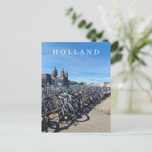 Amsterdams fietspark uitzicht briefkaart (Staand voorkant)