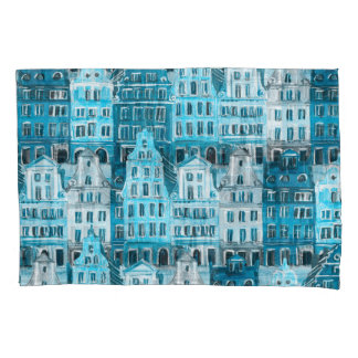 Amsterdamse architectuur, blauwe waterverf textuur kussensloop