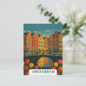 Amsterdamse fietsen op brugbloemen Briefkaart (Staand voorkant)